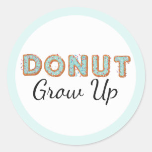 Sticker Rond Grossissement de beigne Bleu Bébé glacé Premier an