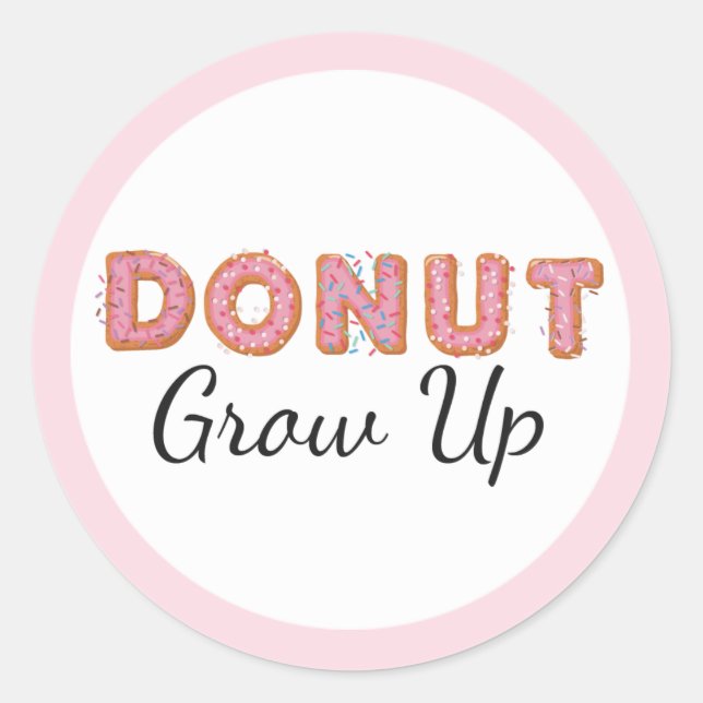Sticker Rond Grossissement de beigne rose glacé bébé premier an (Devant)