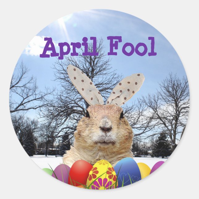 Sticker Rond Groundhog April Fool Day (Devant)