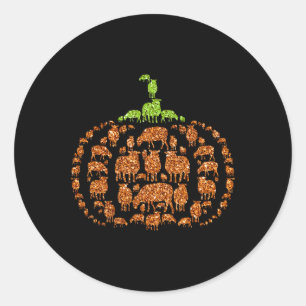 Sticker Rond Group Sheeps Citrouille forme mûre Halloween Thank
