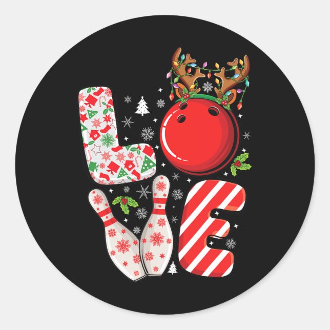 Sticker Rond Groupe correspondant xmas Bowling ball et épingles (Devant)