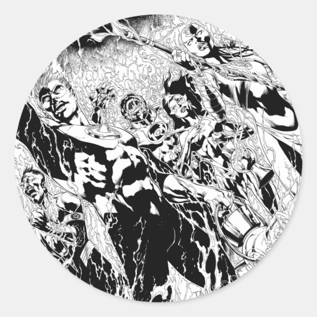 Sticker Rond Groupe de lanternes vertes (Devant)