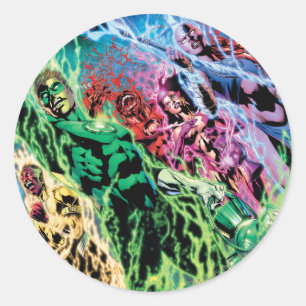 Sticker Rond Groupe de lanternes vertes - Couleur