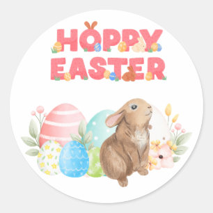 Sticker Rond Groupe de Pâques Oeufs Hoppy Jour de Pâques