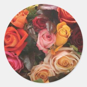 Sticker Rond Groupe De Roses