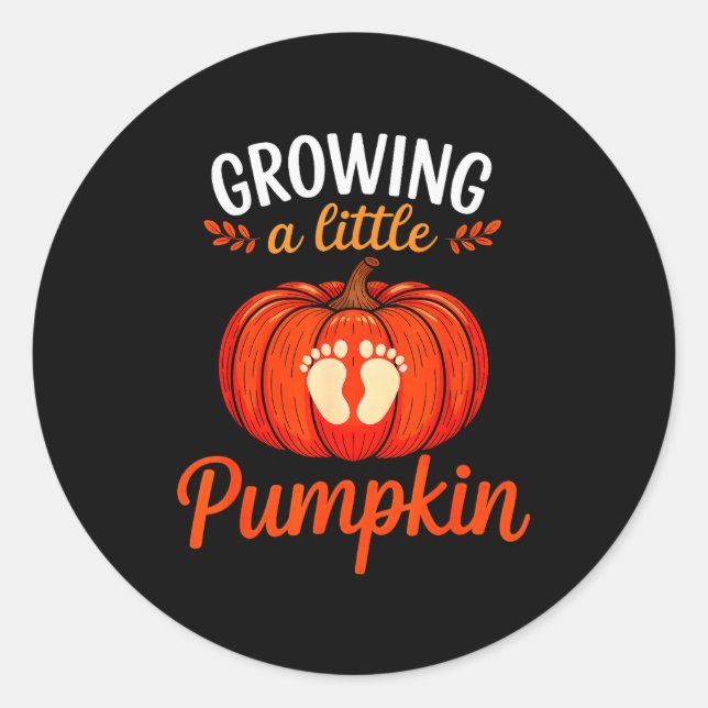 Sticker Rond Growing A Little Pumpkin Pregnancy Thanksgiving Ma (Devant)