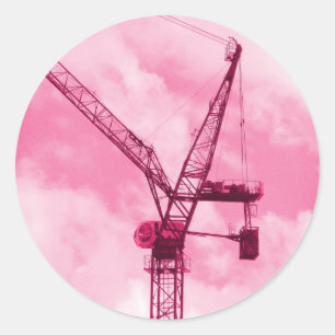 Sticker Rond Grue rose
