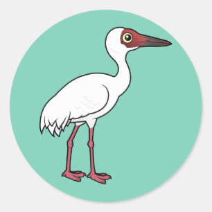 Sticker Rond Grue sibérienne Birdorable