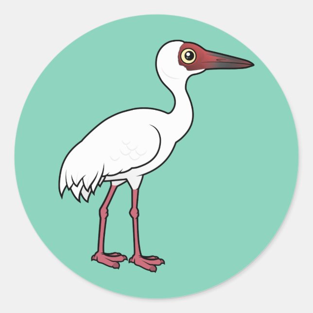 Sticker Rond Grue sibérienne Birdorable (Devant)