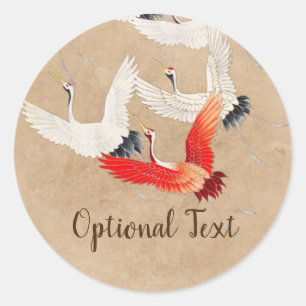 Sticker Rond Grues volantes japonaises