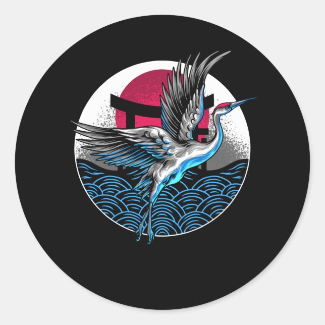 Sticker Rond Grues volantes japonaises avec onces japonaises De (Devant)