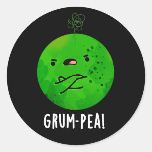 Sticker Rond Grum pea Funny Veggie Pun Dark BG