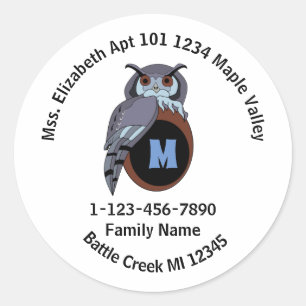 Sticker Rond Grumpy Grand-père Chouette de scop Adresse d'accue