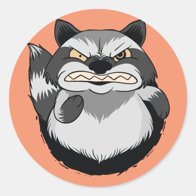 Sticker Rond Grumpy Raccoon (Devant)