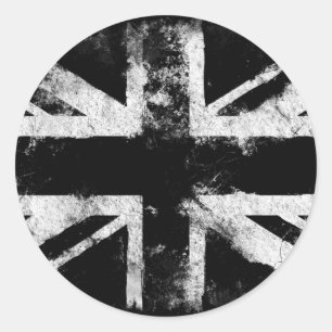 Sticker Rond Grunge noir et blanc Royaume-Uni