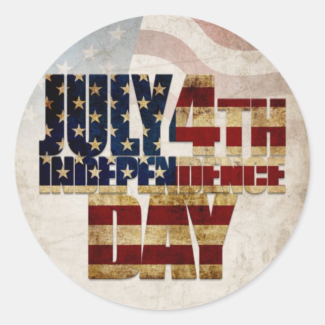 Sticker Rond Grunge USA juillet 4 Juillet Indépendance Graphiqu (Devant)