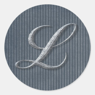 Sticker Rond Grungy Denim Stripe initiale Mousepties, autocolla
