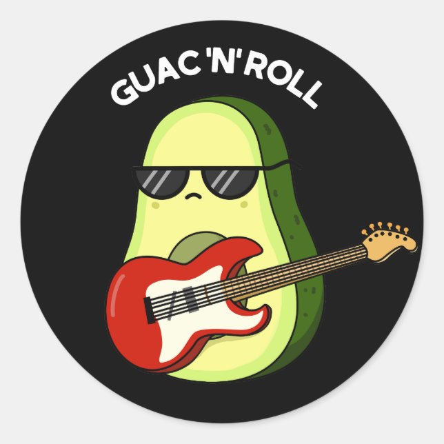 Sticker Rond Guac Et Roll Amusant Avocado Pun Dark BG (Devant)