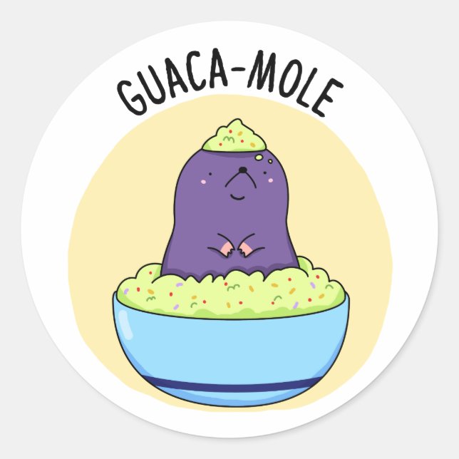 Sticker Rond Guacamole Funny Mole Dans Guacamole Dip Pun (Devant)