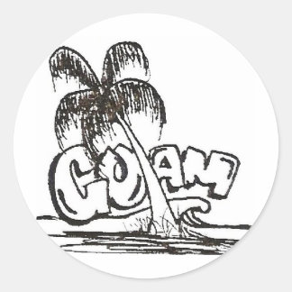 Sticker Rond guam b&w