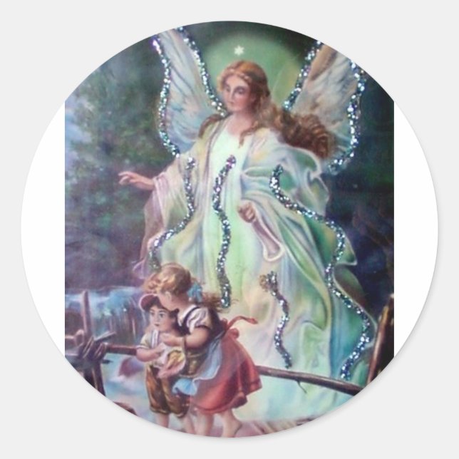 Sticker Rond GUARDIAN ANGEL c. 1900 (Devant)