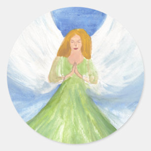 Sticker Rond Guardian Angel Catholique Ailes Prière