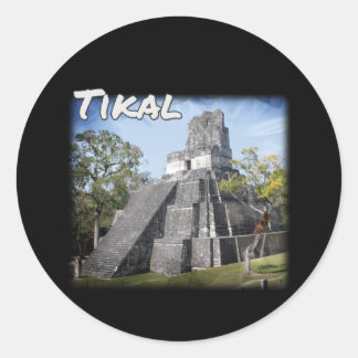 Sticker Rond Guatemala Tikal Ruines Temple