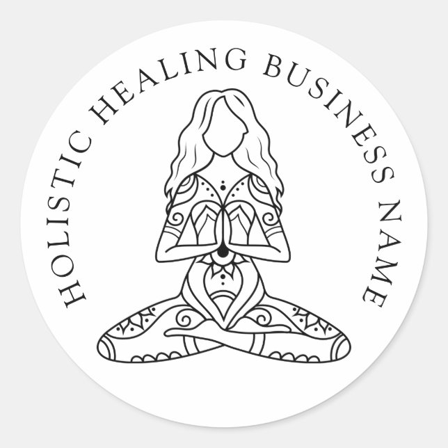 Sticker Rond Guérison holistique Lotus Pose Business (Devant)