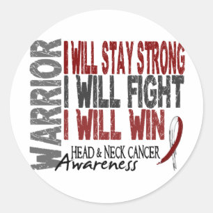 Sticker Rond Guerrier de cancer de la tête et du cou