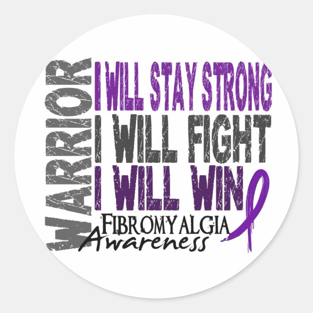 Sticker Rond Guerrier de Fibromyalgie (Devant)