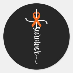 Sticker Rond Guerrier de la Croix Chrétienne Survivant Orange L