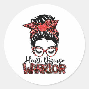 Sticker Rond Guerrier de la maladie cardiaque Ruban rouge Chign
