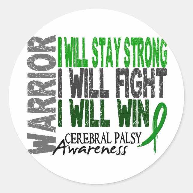 Sticker Rond Guerrier de la paralysie cérébrale (Devant)
