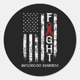 Sticker Rond Guerrier de l'amyloïdose drapeau américain