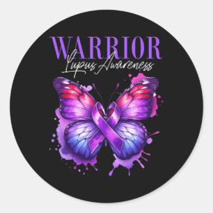 Sticker Rond Guerrier de sensibilisation Lupus Survivant Purple