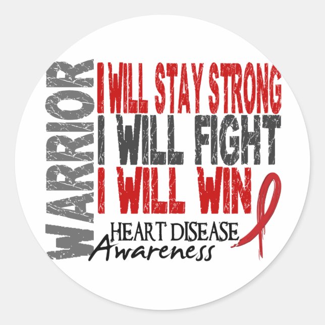 Sticker Rond Guerrier des maladies cardiaques (Devant)
