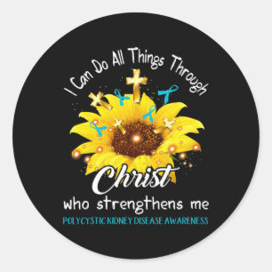 Sticker Rond Guerrier des maladies du rein Je peux faire tout