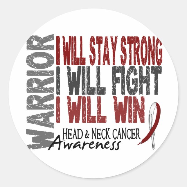 Sticker Rond Guerrier du cancer de la tête et du cou (Devant)