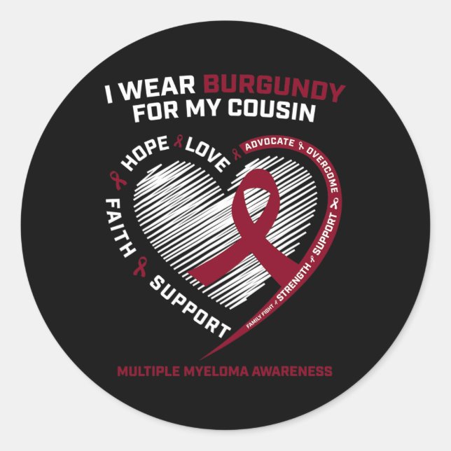 Sticker Rond Guerrier Du Cancer Du Sein Couvert Par Le Sang (Devant)