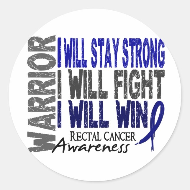 Sticker Rond Guerrier du cancer rectal (Devant)