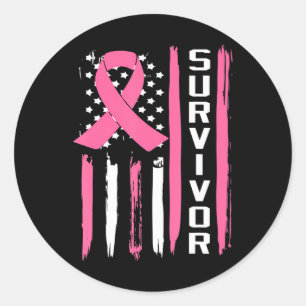 Sticker Rond Guerrier du drapeau du cancer du sein