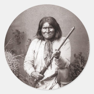 Sticker Rond Guerrier indien vintage de Geronimo