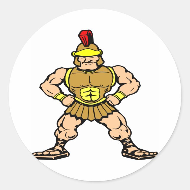 Sticker Rond Guerrier romain blanc spartiate (Devant)