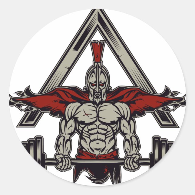Sticker Rond Guerrier spartiate (Devant)