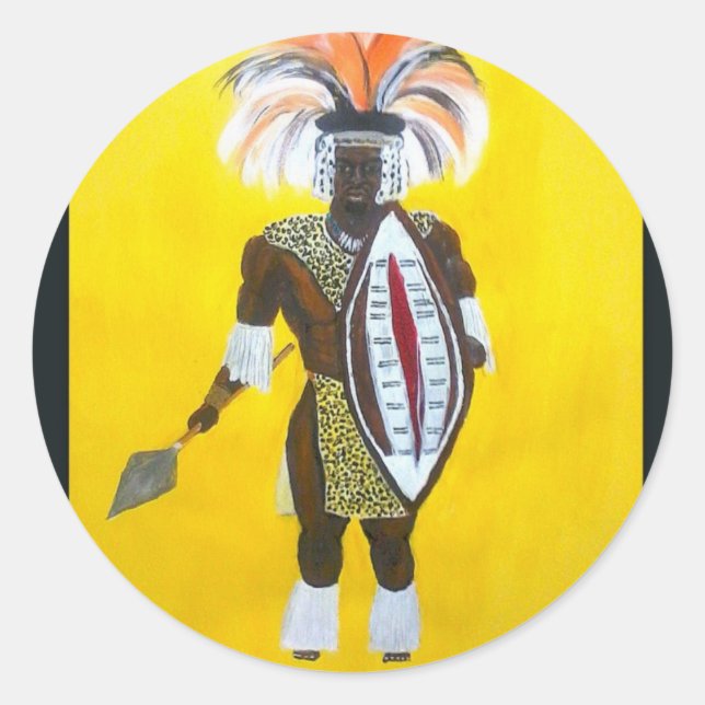 Sticker Rond Guerrier zoulou (Devant)