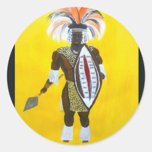 Sticker Rond Guerrier zoulou