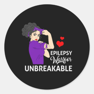Sticker Rond Guerrière de sensibilisation à l'épilepsie Femme f