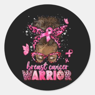 Sticker Rond Guerrière de sensibilisation au cancer du sein Fem