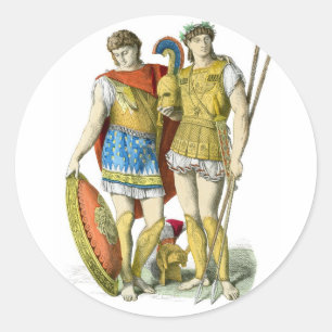 Sticker Rond Guerriers du grec ancien
