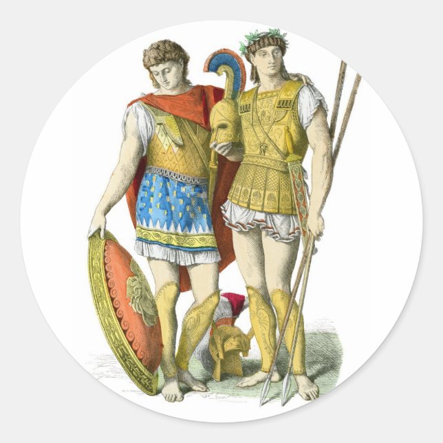 Sticker Rond Guerriers grecs anciens (Devant)